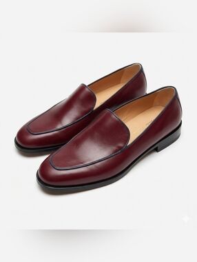 Brooks Brothers Womens Size 6.5 Slip On Dress Shoes Made Burgandy Blue Italy